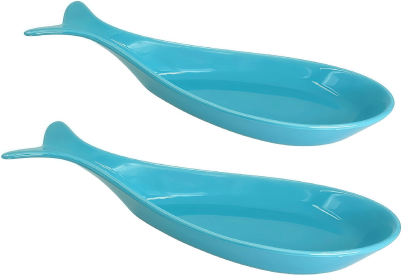 2PC Fish Spoon Rest for Stove Top, Ceramic Spoon Holder for Kitchen Counter, 9 x 4.5 inches