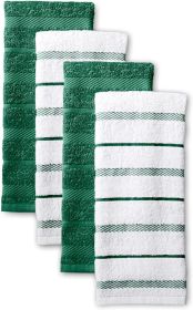 Albany Kitchen Towel 4-Pack Set, Green/White, 16"x26"