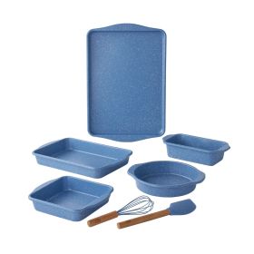 7-Piece Aluminized Steel Bakeware Set, Nonstick, Blue Speckle