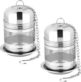2PCS Tea Infuser Strainer - Stainless Steel Strainers for Loose Leaf Tea, Steeper, Fine Mesh Ball holder with Chain Hook and Lid