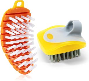 2 Pack Vegetable Brush Potato Scrubber for Food, Flexible Carrot Shape Veggie Brush and Finger Ring Fruit Cleaning Brush