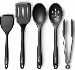 Silicone Cooking Utensils Set, Heat Resistant and large Non Stick Spatulas & Spoons for Kitchen, Ideal BPA Free Kitchen Turners for Frying, Mixin