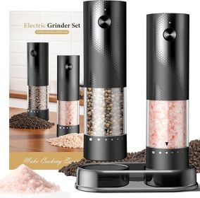 Electric Salt and Pepper Grinder Set - Rechargeable Automatic Salt and Pepper Shakers, Kitchen Appliances with External Adjustable Coarseness