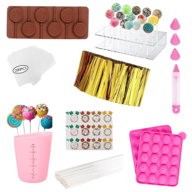 Cake Pop Molds Kit 717PCS Lollipop Cake Pop Maker Set with Cake Pop Stand, Cake Pop Sticks and Wrappers, Decorating Pen, 4 Piping Tips, Measuring