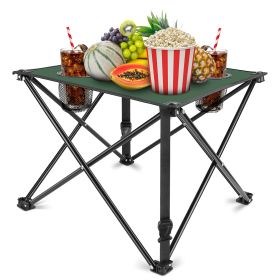 1Pc Foldable Camping Table Portable Picnic Table Lightweight Travel Desk with 2 Cup Holders Carrying Bag (Option: RestTable1PcGreen)