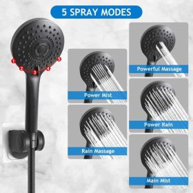 Shower Head Combo, 8 Inch High Pressure Rain With 11 Inch Adjustable Extension Arm And 5 Settings Handheld, Powerful Spray Against Low Water Pres (Option: 12ShowerheadSetMatteBlack)