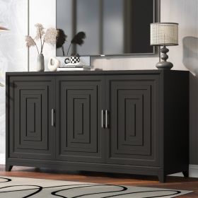 VIBE HAUS TV Stand For TVs Up To 65 Inches, Modern Entertainment Center Media Console Cabinet With 2 Spacious Storage Space, Solid Wood Legs For (Option: Black)