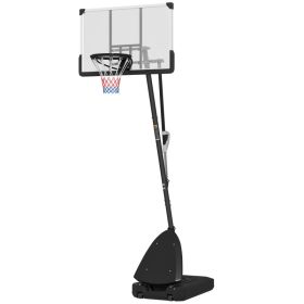 5-10 Basketball Stand, Freestanding Basketball System With 44 Shatterproof Backboard, Rebound System And Wheels (Option: Black)